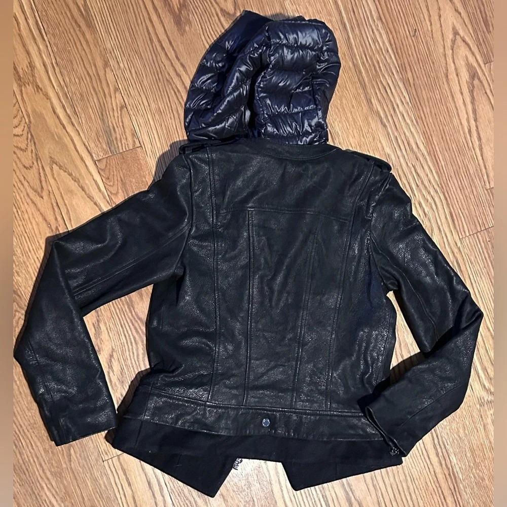 *BERNARDO Genuine Leather Moto Jacket w/ Detachable Hood – Size‎ S - Picture 15 of 15